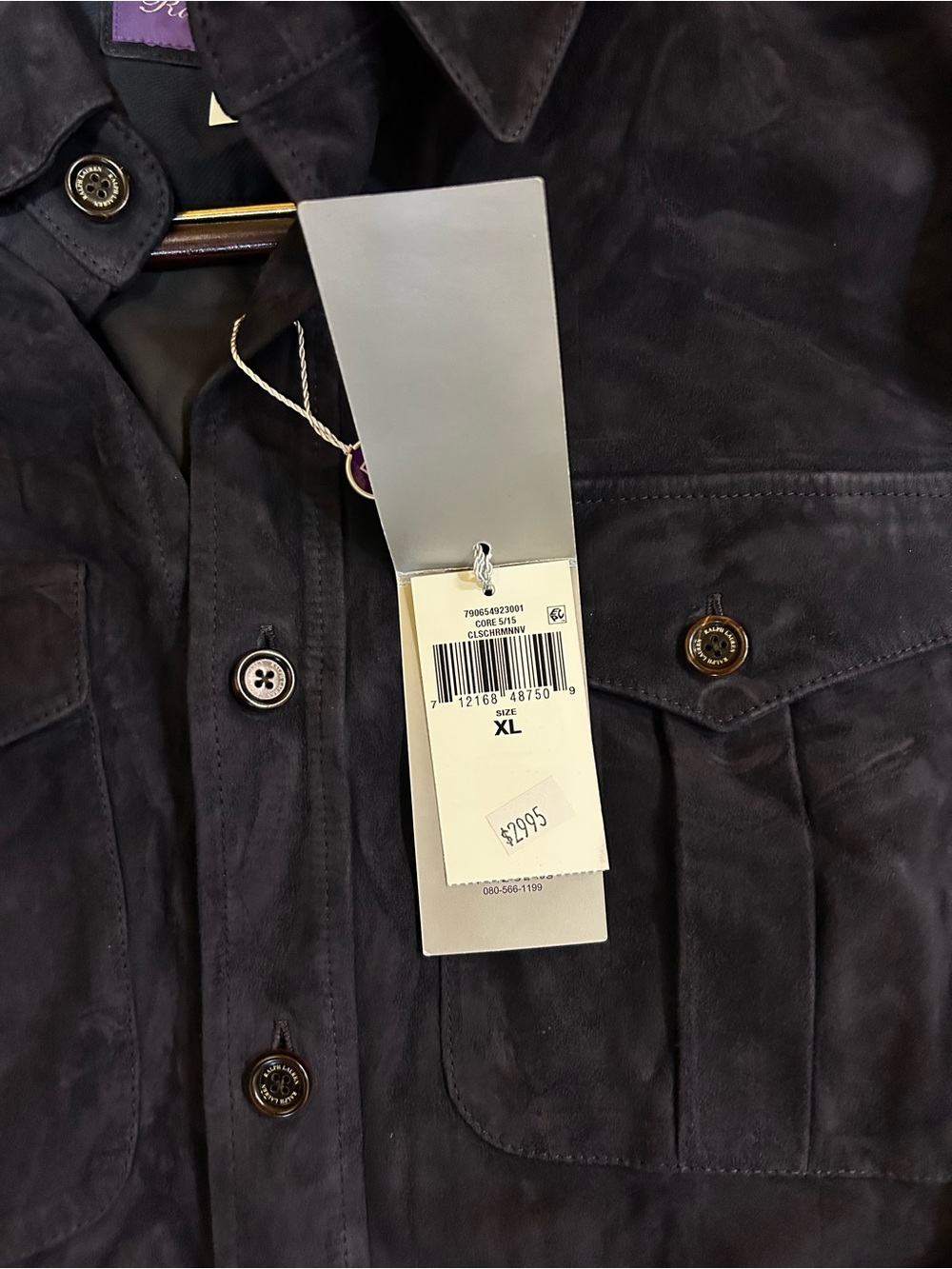 Men’s BRAND NEW RALPH LAUREN Purple Label Suede Shirt sz XL - Picture 5 of 8